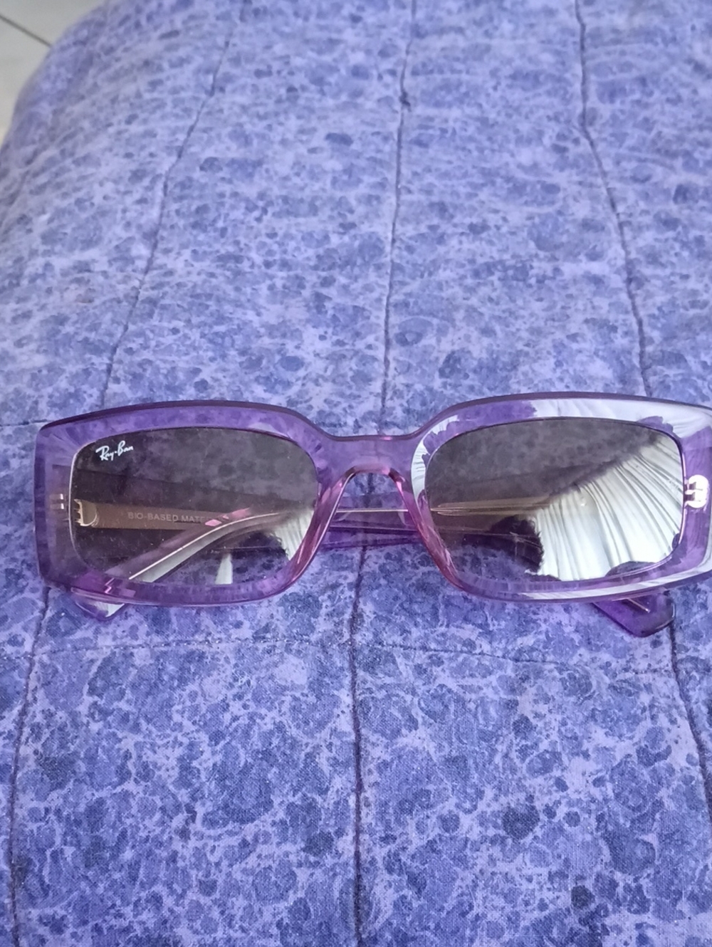 Ray-Ban Translucent Purple Rectangular Sunglasses